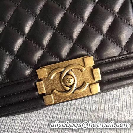 Imitation Boy Chanel Flap Shoulder Bag Sheepskin Leather A67085 Black Gold