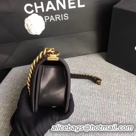 Imitation Boy Chanel Flap Shoulder Bag Sheepskin Leather A67085 Black Gold