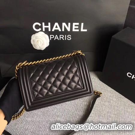 Imitation Boy Chanel Flap Shoulder Bag Sheepskin Leather A67085 Black Gold