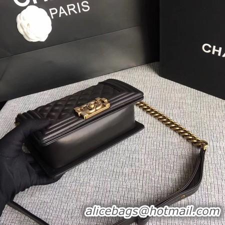 Imitation Boy Chanel Flap Shoulder Bag Sheepskin Leather A67085 Black Gold