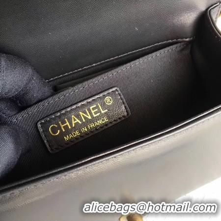 Imitation Boy Chanel Flap Shoulder Bag Sheepskin Leather A67085 Black Gold