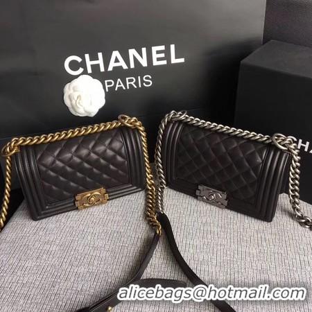 Imitation Boy Chanel Flap Shoulder Bag Sheepskin Leather A67085 Black Gold