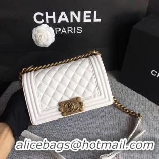 Top Quality  Boy Chanel Flap Shoulder Bag Sheepskin Leather A67085 White Gold