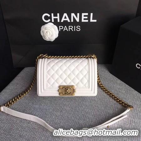 Top Quality  Boy Chanel Flap Shoulder Bag Sheepskin Leather A67085 White Gold