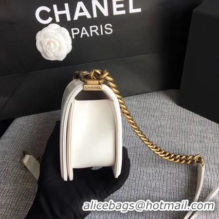 Top Quality  Boy Chanel Flap Shoulder Bag Sheepskin Leather A67085 White Gold