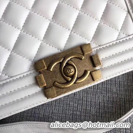 Top Quality  Boy Chanel Flap Shoulder Bag Sheepskin Leather A67085 White Gold