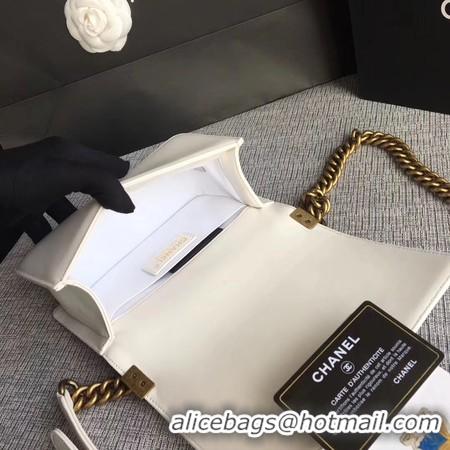 Top Quality  Boy Chanel Flap Shoulder Bag Sheepskin Leather A67085 White Gold