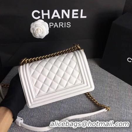 Top Quality  Boy Chanel Flap Shoulder Bag Sheepskin Leather A67085 White Gold