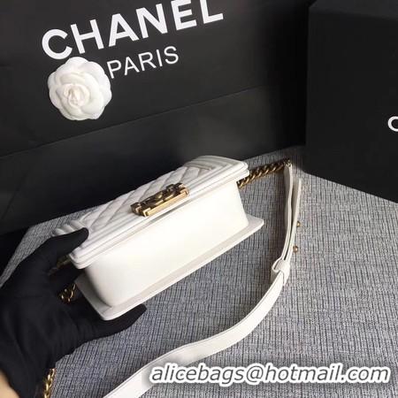 Top Quality  Boy Chanel Flap Shoulder Bag Sheepskin Leather A67085 White Gold