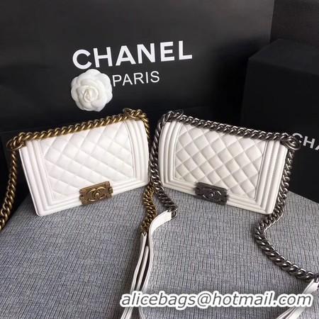 Top Quality  Boy Chanel Flap Shoulder Bag Sheepskin Leather A67085 White Gold