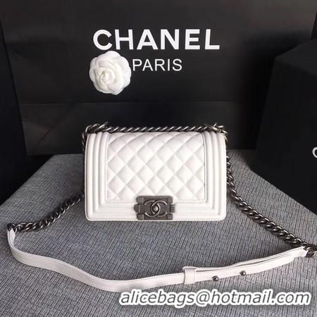 Grade Quality Boy Chanel Flap Shoulder Bag Sheepskin Leather A67085 White Silver