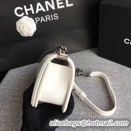 Grade Quality Boy Chanel Flap Shoulder Bag Sheepskin Leather A67085 White Silver