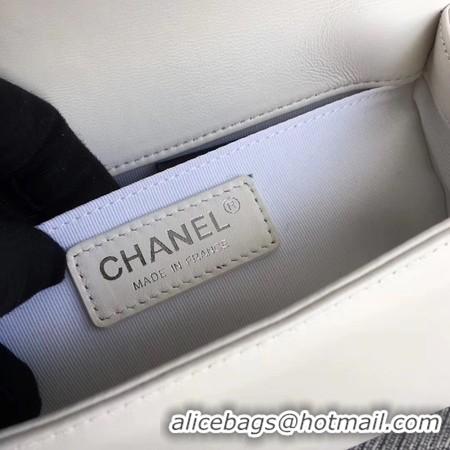 Grade Quality Boy Chanel Flap Shoulder Bag Sheepskin Leather A67085 White Silver