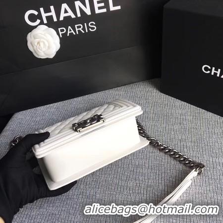 Grade Quality Boy Chanel Flap Shoulder Bag Sheepskin Leather A67085 White Silver