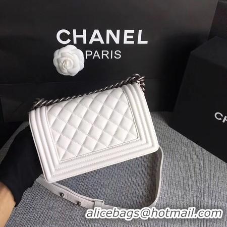 Grade Quality Boy Chanel Flap Shoulder Bag Sheepskin Leather A67085 White Silver