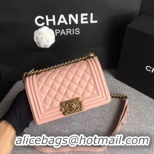 Best Grade Boy Chanel Flap Shoulder Bag Sheepskin Leather A67085 Pink Gold