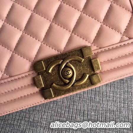 Best Grade Boy Chanel Flap Shoulder Bag Sheepskin Leather A67085 Pink Gold