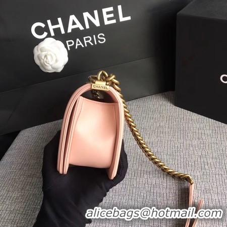 Best Grade Boy Chanel Flap Shoulder Bag Sheepskin Leather A67085 Pink Gold