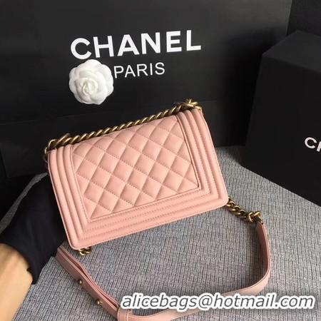 Best Grade Boy Chanel Flap Shoulder Bag Sheepskin Leather A67085 Pink Gold