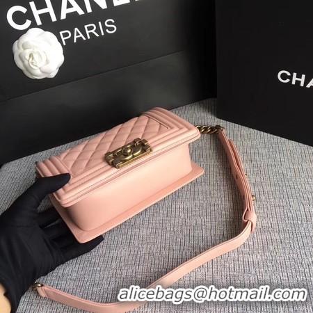 Best Grade Boy Chanel Flap Shoulder Bag Sheepskin Leather A67085 Pink Gold