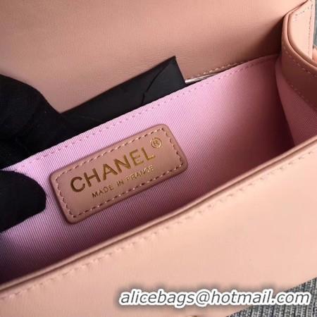 Best Grade Boy Chanel Flap Shoulder Bag Sheepskin Leather A67085 Pink Gold