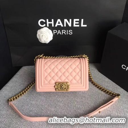 Best Grade Boy Chanel Flap Shoulder Bag Sheepskin Leather A67085 Pink Gold