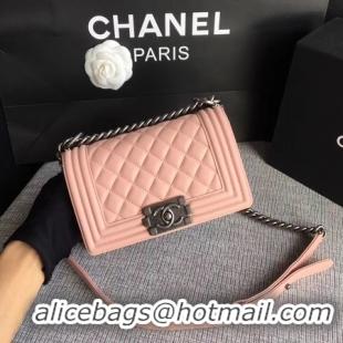 Shop Duplicate Boy Chanel Flap Shoulder Bag Sheepskin Leather A67085 Pink Silver