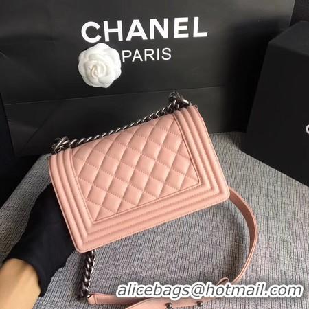 Shop Duplicate Boy Chanel Flap Shoulder Bag Sheepskin Leather A67085 Pink Silver