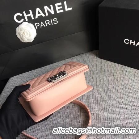 Shop Duplicate Boy Chanel Flap Shoulder Bag Sheepskin Leather A67085 Pink Silver