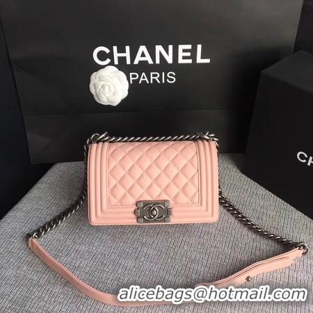 Shop Duplicate Boy Chanel Flap Shoulder Bag Sheepskin Leather A67085 Pink Silver