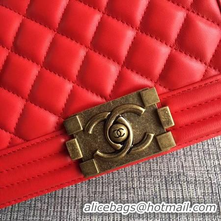 Low Cost Boy Chanel Flap Shoulder Bag Sheepskin Leather A67085 Red Gold