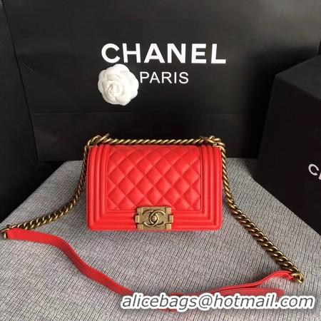 Low Cost Boy Chanel Flap Shoulder Bag Sheepskin Leather A67085 Red Gold