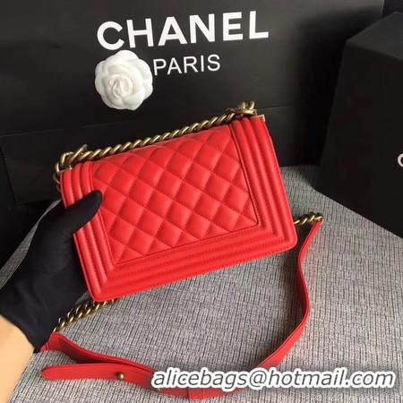 Low Cost Boy Chanel Flap Shoulder Bag Sheepskin Leather A67085 Red Gold