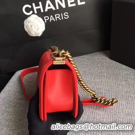 Low Cost Boy Chanel Flap Shoulder Bag Sheepskin Leather A67085 Red Gold