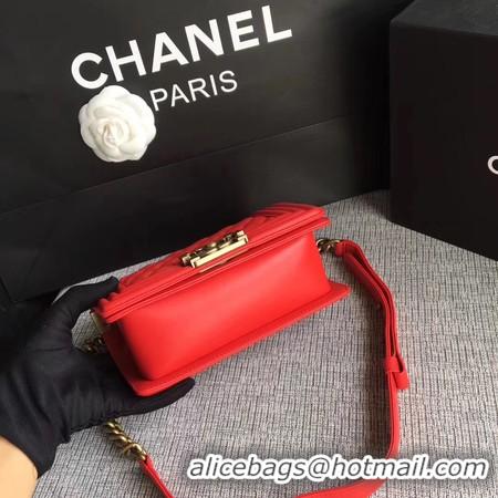 Low Cost Boy Chanel Flap Shoulder Bag Sheepskin Leather A67085 Red Gold