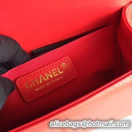 Low Cost Boy Chanel Flap Shoulder Bag Sheepskin Leather A67085 Red Gold