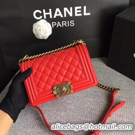 Low Cost Boy Chanel Flap Shoulder Bag Sheepskin Leather A67085 Red Gold