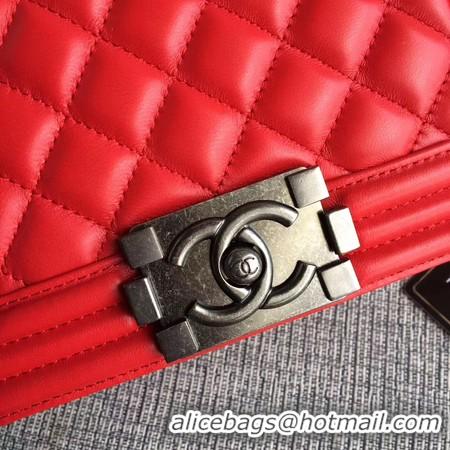 Reproduction Boy Chanel Flap Shoulder Bag Sheepskin Leather A67085 Red Silver