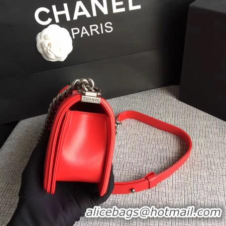 Reproduction Boy Chanel Flap Shoulder Bag Sheepskin Leather A67085 Red Silver