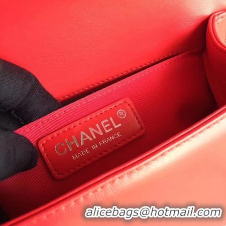 Reproduction Boy Chanel Flap Shoulder Bag Sheepskin Leather A67085 Red Silver