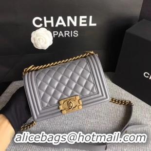 Cheapest Boy Chanel Flap Shoulder Bag Sheepskin Leather A67085 Grey Gold