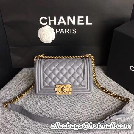 Cheapest Boy Chanel Flap Shoulder Bag Sheepskin Leather A67085 Grey Gold