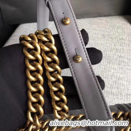 Cheapest Boy Chanel Flap Shoulder Bag Sheepskin Leather A67085 Grey Gold