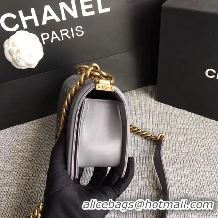 Cheapest Boy Chanel Flap Shoulder Bag Sheepskin Leather A67085 Grey Gold