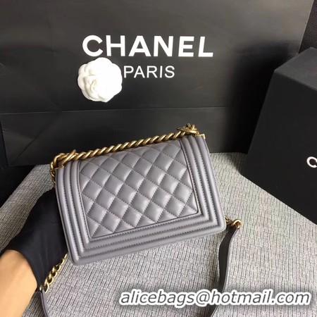 Cheapest Boy Chanel Flap Shoulder Bag Sheepskin Leather A67085 Grey Gold