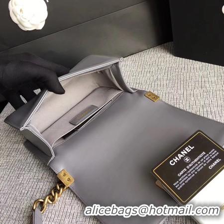 Cheapest Boy Chanel Flap Shoulder Bag Sheepskin Leather A67085 Grey Gold