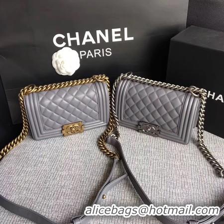 Cheapest Boy Chanel Flap Shoulder Bag Sheepskin Leather A67085 Grey Gold