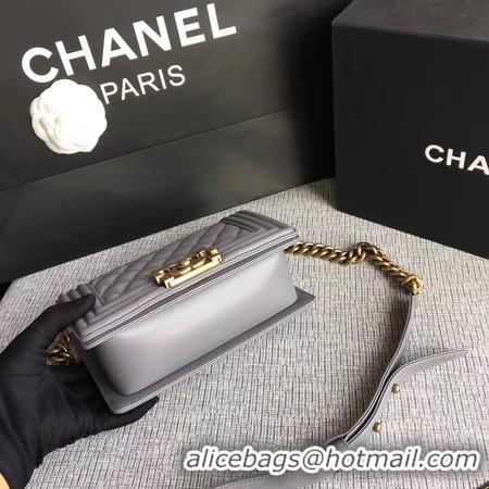 Cheapest Boy Chanel Flap Shoulder Bag Sheepskin Leather A67085 Grey Gold