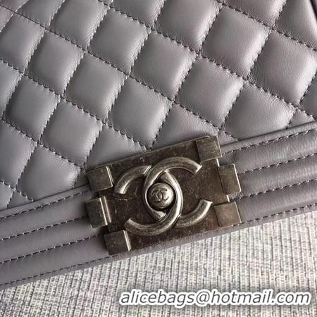 Luxurious Boy Chanel Flap Shoulder Bag Sheepskin Leather A67085 Grey Silver