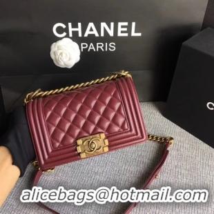 Top Design Boy Chanel Flap Shoulder Bag Sheepskin Leather A67085 Wine Gold